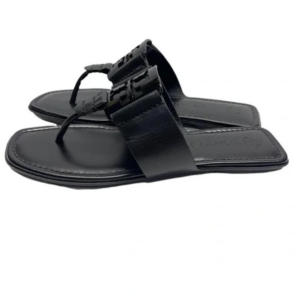 TORY BURCH * $228 * Georgia Black Logo Enamel Sandal - Picture 3 of 8